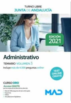 Libro Administrativo De La Junta De Andalucia Turno Libre. Temario Volu Men 3
