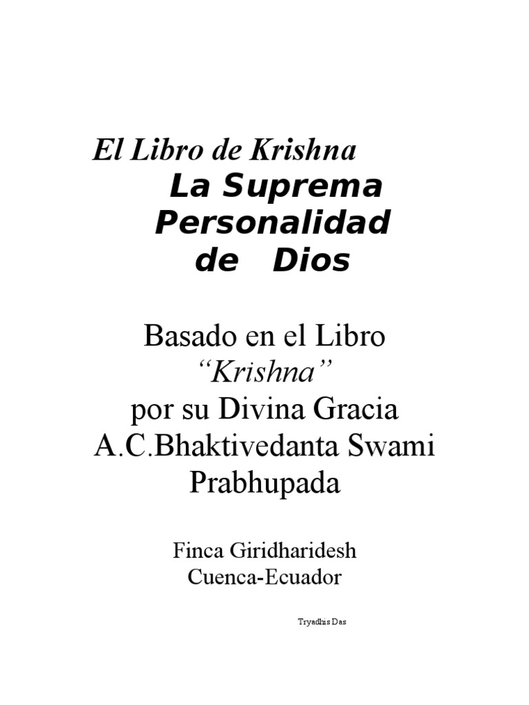 Libro Krsna. La Suprema Personalidad De Dios.